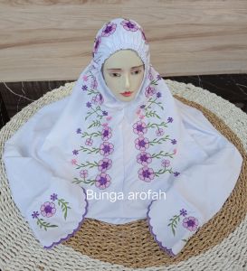 MUKENA DEWASA TERUSAN BAHAN KATUN MOTIF AROFAH DAHI KERUT