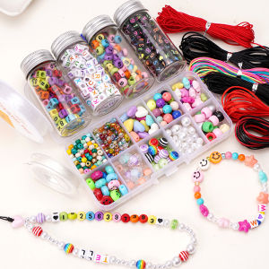 Acrylic Beads Kit Elderly Children Pets Anti Loss Phone Number Beads Set For Jewelry Making DIY Bracelet Keychain Phone Chain Crafts Accessories
