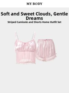Mybody | Sweet Ruffle Stripe Sleeveless Shorts Set