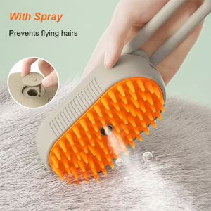 1pc New Cat Dog Pet Spray Massage Brush One Button Steam Spray Folding Rotatable Floating Hair Bath Hair Removal Brush Comb
