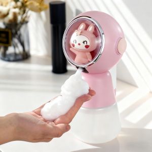 Children Cartoon Hand Sanitizer Automatic Dispenser Rechargeable Soap Dispenser 3 Color Breathing Light Body Wash Shampoo Bottle