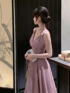 QFN | Đầm Camisole V-Neck Tím Elegance Mùa Hè