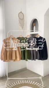 LIYANA TOP - FLOTTILICIOUS / Baju Atasan Wanita Premium LInen Mix Renda Polos Outfit Korean Style