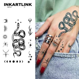 งู Henna รอยสักชั่วคราว Last ถึง 15 วันเทคโนโลยีใหม่ Magic กันน้ํากึ่งถาวรสติกเกอร์