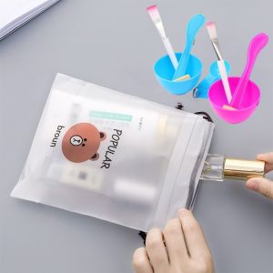 27an.co.id.Kit Kecantikan DIY Tas Serut kartun Mangkuk Masker Plastik Set 4 Tas Penyimpanan Hadir Sebagai Hadiah