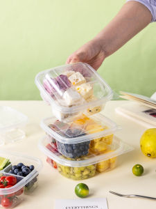 Fruit Container Lunch Box Disposable Refrigerator Storage Box Crisper Separated Box Food Grade Square Plastic Storage