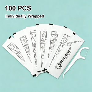 Hot Sale 100PCS Dental Floss Pick Individually Wrapped Food Grade Disposable Plastic Toothpick Floss Stick Oral Care Tools