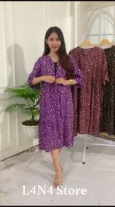 DRES BALI JUMBO MOTIF POLKADOT RAYON PREMIUM LD 120CM PB 115CMREMPEL SUSUN DASTER