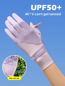 UV Protection Thin Ice Silk Ladies Driving Gloves with Touch Screen Function