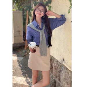 BINKAFENNY | American Plaid Shirt Jacket Women Early Autumn New Unique Beautiful Loose Polo Collar Long Sleeve Top Button Closure Regular Fit