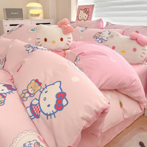 Cute Cotton Cartoon Dog Bedding Set Girl Heart 100% Cotton Quilt Cover Three-Piece Dormitory Bedding Set Comforter Cover
