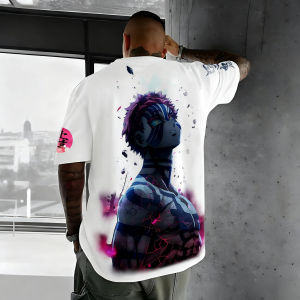 Demon Slayer Anime Peripheral Printed T-shirt 2025 Mens Summer New Style American Hip Hop Trendy Casual Loose Short Sleeved Top