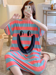 Đồ Ngủ Dài Tay Mùa Hè Bằng Lụa Băng Modal Rộng Rãi Cho Nữ Cỡ Lớn 200 Pound Áo Ngủ Thoải Mái Dễ Thương Họa Tiết Hoạt Hình