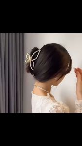 F4 Jepit Rambut Korea Bahan Alloy 11cm Motif Kupu Kupu Aksen Permata Mutiara HCM003