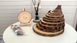 Khoanh gỗ thông tự nhiên nhiều size dùng vẽ tranh làm handmade decor