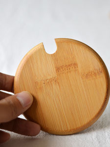 round Natural Bamboo Lid Eco-friendly for Ceramic Glass Mug Wooden Cover Three Decades Home Brand Kitchen Dining Utensils