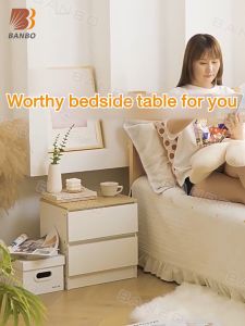 Simple Wooden Nightstand Nordic Bedside Table with Drawer Mordern Design Simple Storage Cabinet Bedroom Hotel Rooms Rented House Small Bedside Cabinet