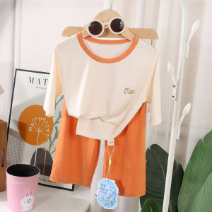 Childrens Modal Sleepwear Pure Color Summer Set Thin Short Sleeve Baby Pajamas Boys Girls Home Clothes Fresh Style