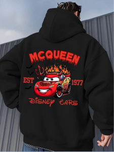 เสื้อฮู้ดแฟชั่นผู้ชาย ฤดูใบไม้ร่วง/ฤดูหนาว 2025 ลายการ์ตูน McQueen ทรงหลวม ของขวัญวันเกิด เสื้อกันหนาวลายดอกไม้สำหรับเด็ก