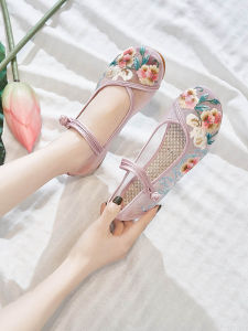 Giày Lười Thêu Mùa Hè Mới Cho Nữ Đế Mềm Thoáng Khí Phong Cách Cổ Điển Giày Lười Phong Cách Bắc Kinh Giày Đế Bằng
