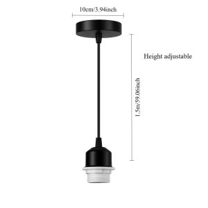 1.5M Black White Gold Extension Hanging Lantern Cord Cable E27 Bulb Socket With Ceiling Plate For Pendant Lighting Lamp Shade