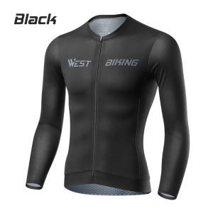West Biking | WEST BIKING Men Long Sleeve Cycling Jersey Spring Autumn Breathable Quick Dry Reflective Anti Slip Hem for Road MTB Bike Riding