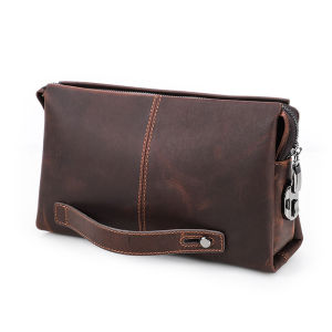 Hiram Genuine Leather Retro Men Clutch Bags Password Lock Design Clutch s Male Bags Cell Phone Pocket Card Holder Handbags