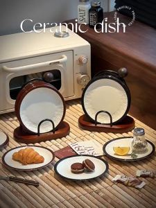 French style antique ceramic bone spitting plate household table trash plate luxury high-level afternoon tea Dim sum plate