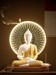 Ceramic Sanbao Buddha Sakyamuni Buddha No Amitabha Buddha Bhaisajyaguru Sakyamuni Buddha Home Ornaments Lamp Ring