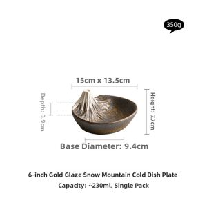 YOGEHOME | Creative Retro Ceramic Plate Golden Glaze