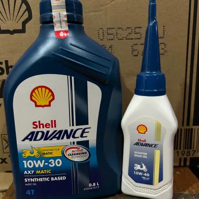 PAKET OLI SHELL ADVANCE AX7 MATIC 800 ML + GARDAN 100% ASLI