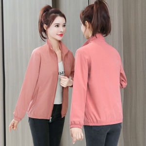 แจ็คเก็ตทรงหลวมสไตล์ใหม่ฤดูใบไม้ผลิและฤดูใบไม้ร่วงสำหรับผู้หญิง แจ็คเก็ตคอตั้งแบบลำลองพร้อมซับในด้านใน แจ็คเก็ตสั้น PU