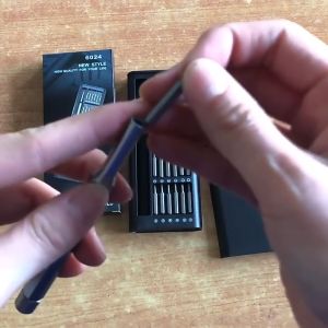 Set obeng magnetis presisi multifungsi 24 in1 rumah alat dioperasikan tangan plastik hitam baja/untuk perbaikan hp camera kacamata laptop