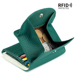 Mini RFID Blocking Wallet for Women Ultra-Thin Leather Foldable Compact Coin Purse Card Holder Stylish European Design