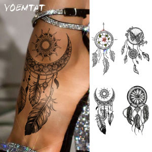 4pcs Waterproof Temporary Tattoo Sticker Dream Catcher Feather Henna Butterfly Flower Body Art Arm Fake Tattoos Sleeve Women Men