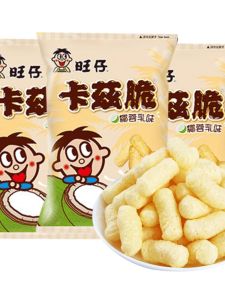 Wangwang Kazhi Crispy Corn Strips Coconut Milk Flavor Satisfying Snack 70g Bag from Anhui Province China Net Content