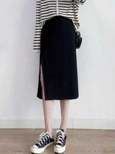 พลัสไซส์ สีดำ ไม่สมมาตร กระโปรงทรงเอ บาง ฤดูร้อน สไตล์ใหม่สําหรับ พลัสไซส์ ผู้หญิงสูง เอว ลำลอง พรางหุ่น ความยาวปานกลาง กระโปรง