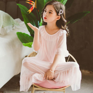 Princess Style Summer Thin Modal Nightgown for 13 Year Old Girls Childrens Home Clothes Sleepwear Comfortable Breathable