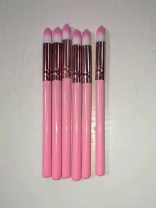 6pc Pink Wooden Handle Bullet-Shaped Concealer Brush for Facial Acne Marks Concealment and Contouring - Detailed Makeup Brush