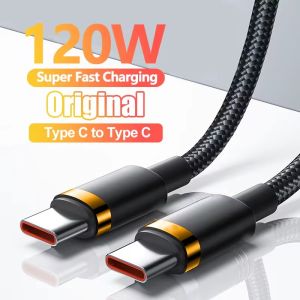 10A Cable 120W Super Fast Charge Cable Type-C To Type-C Data Cord Knit Cable For Xiaomi POCO Samsung iPhone Quick Charging Cable
