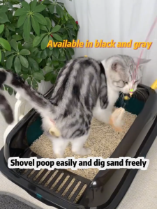 Extra Large Cat Litter Box with Shovel Open Top Anti-Splash Litter Box for Cat Large Space Cat Litter Tray