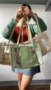 ELIZABETH BiniTrends Summer Fashion Large Capacity Jelly Shoulder Bag Trendy Tote Bag w/ Pocket & FREE Pouch