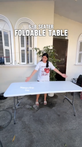 FINNAVENUE Foldable Table 4FT/5FT/6FT Outdoor Camping Table Portable Table Coffee Table Computer Table Load Capacity 500kg