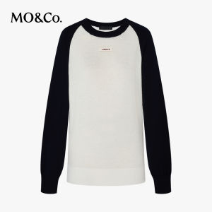 MO&Co. | Merino Wool Contrast Raglan Sleeve Street Style Sweater