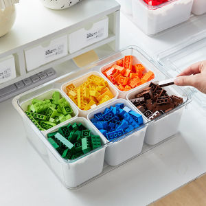 Childrens Toy Block Sorting Storage Box Plastic Kitchen Seasoning Multi-grid Organizer Box Playroom Essential Plastic Container