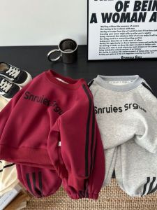 Bộ Đồ Trẻ Em Mùa Xuân Thu Dày Dặn Thể Thao in Chữ Áo Nỉ Quần Hai Mảnh Thời Trang Thường Ngày Cho Bé Trai Và Bé Gái