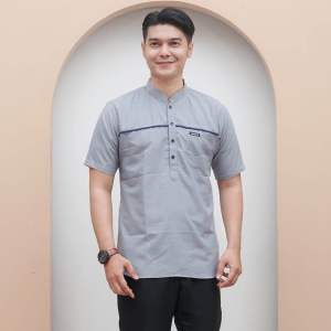 Baju Koko Kurta Lengan Pendek Baju Koko Fashion Muslim Pria Dewasa Terbaru Bahan Katun Microsoft Halus Nyaman