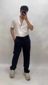 Men’s Slacks Pants Straightleg Double Buttonlock with Pockets Formal Office Business Trousers for Men Slacks na Panglalaki Professional Formal Suit Pants AA14 BLACK (28-38)