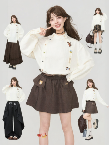 KEIKO | Gentle Elegant Embroidery Stand-collar Shirt with Puff Sleeves