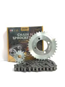 HIGH QUALITY KAWAZONO SMASH CHAIN /SPROCKET SET FOR MOTORCYLE COD (KADENA)